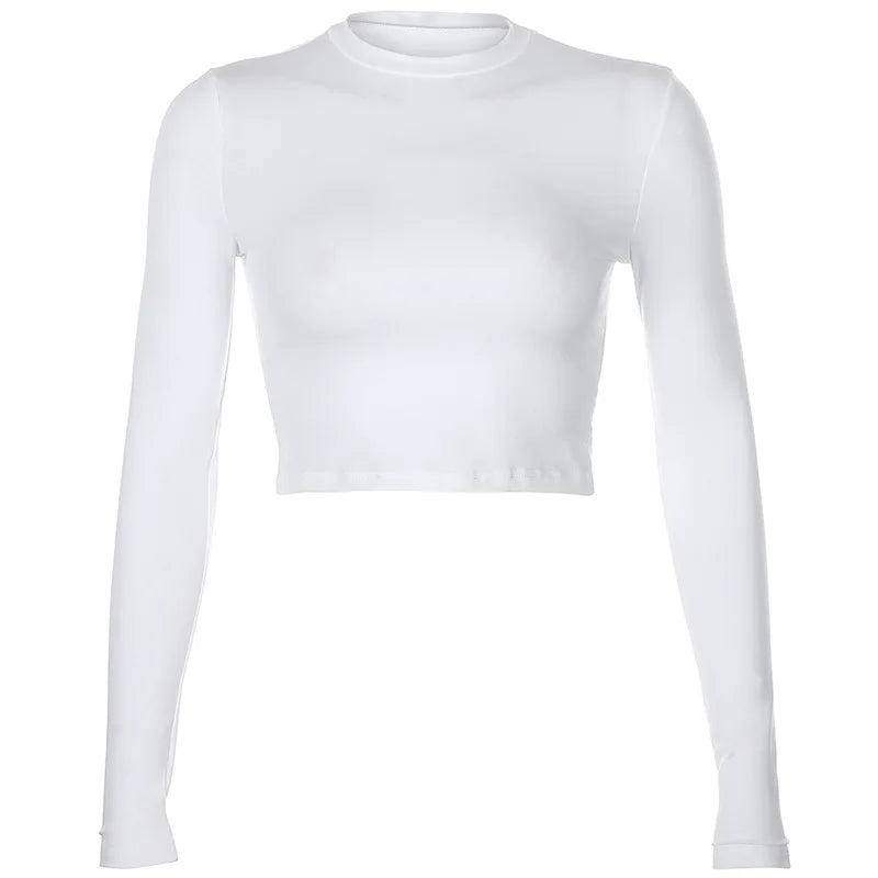 Crop Top Femme à Manches Longues