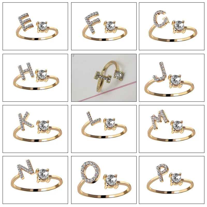 Trendy Zinc Alloy Letter Ring for Women