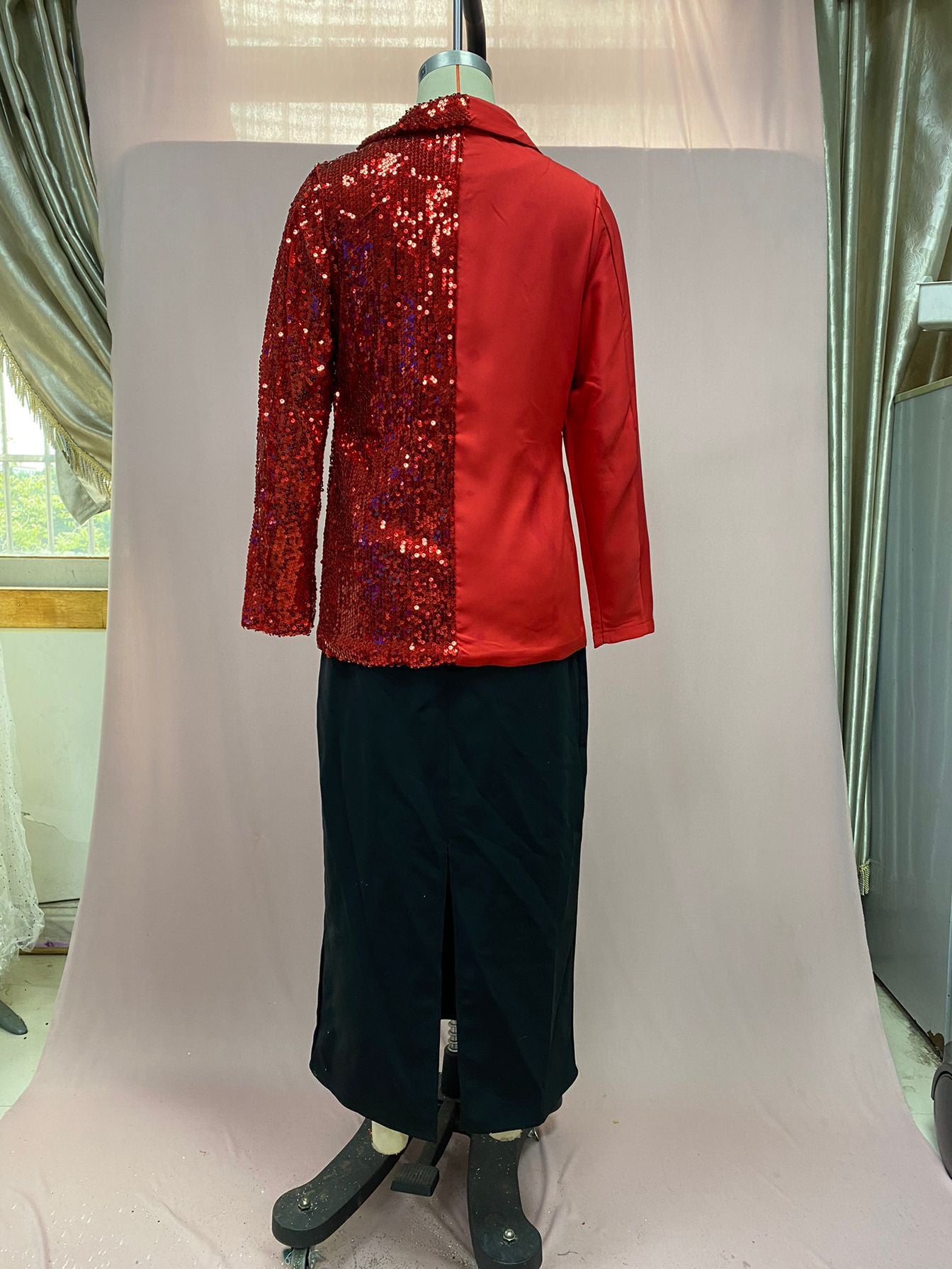 Mini Robe de soirée à Sequins Manches Longues,