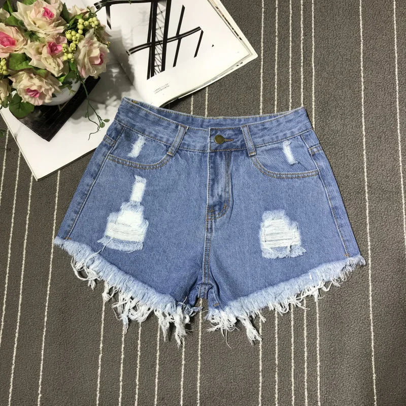 Shorts en Denim Taille Haute