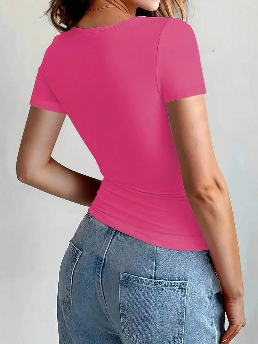 Crop Top Femme à Manches Courtes