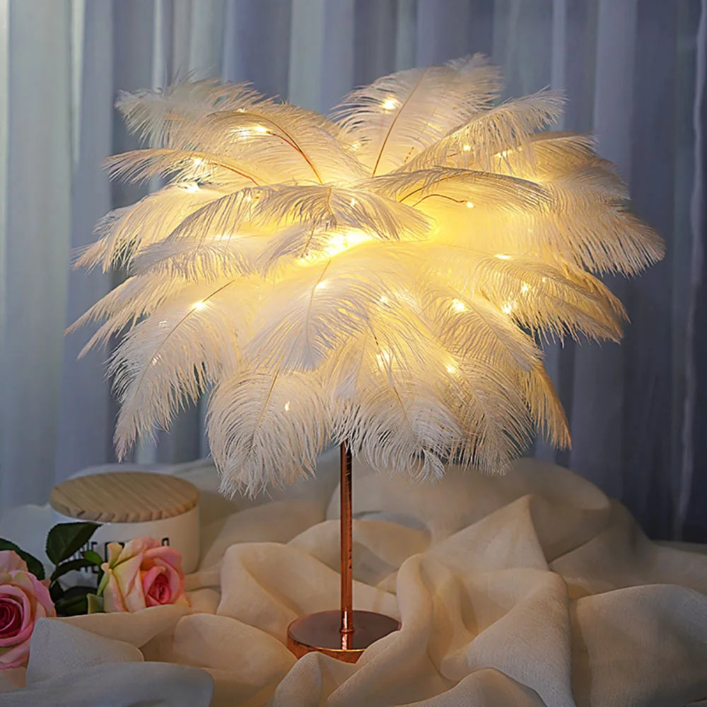 Lampe de Table à Plumes avec Contrôle Tactile