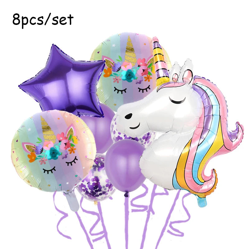 Ensemble de ballons licorne nuage en aluminium, 32 pouces