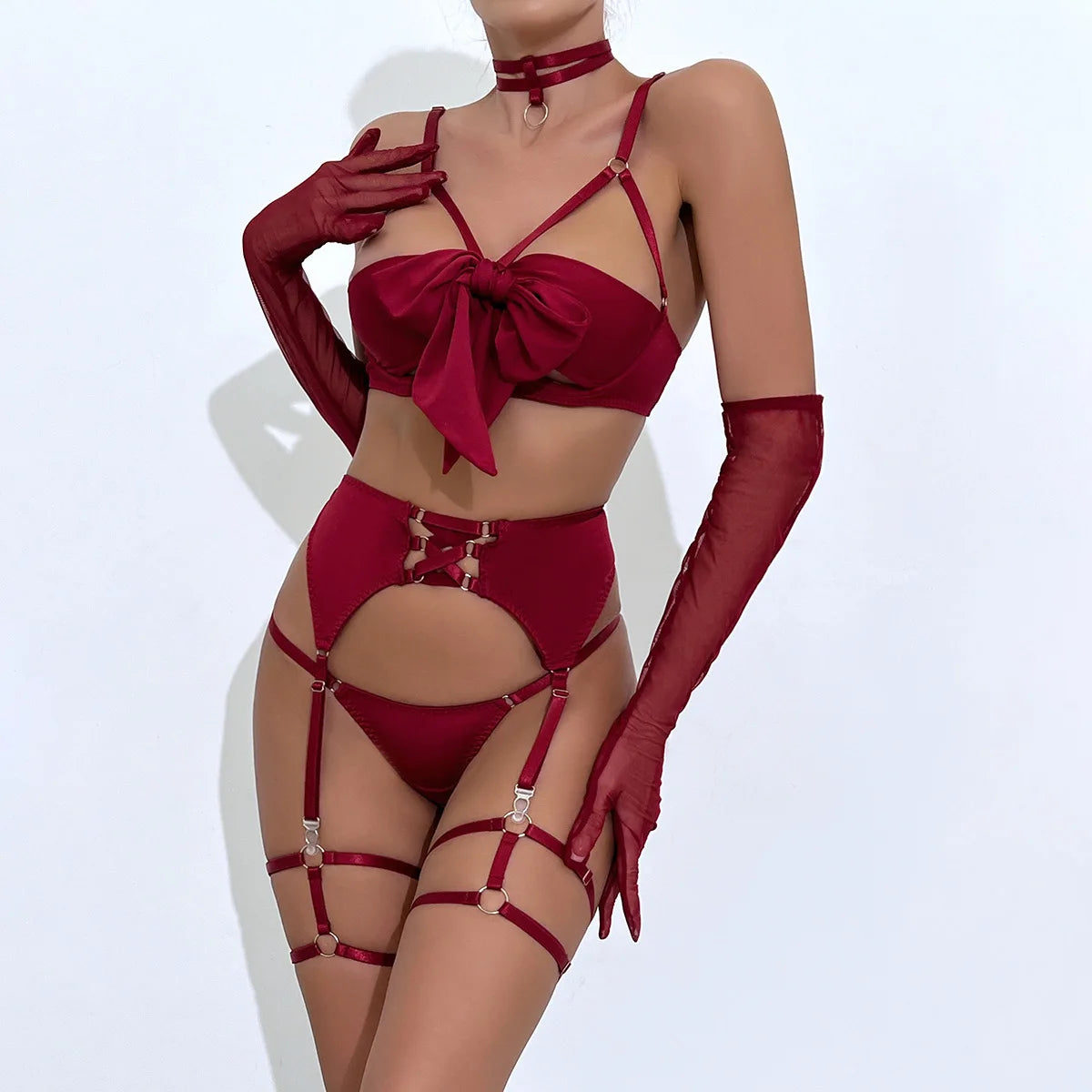Ensemble Lingerie Sexy Noir 4 Pièces