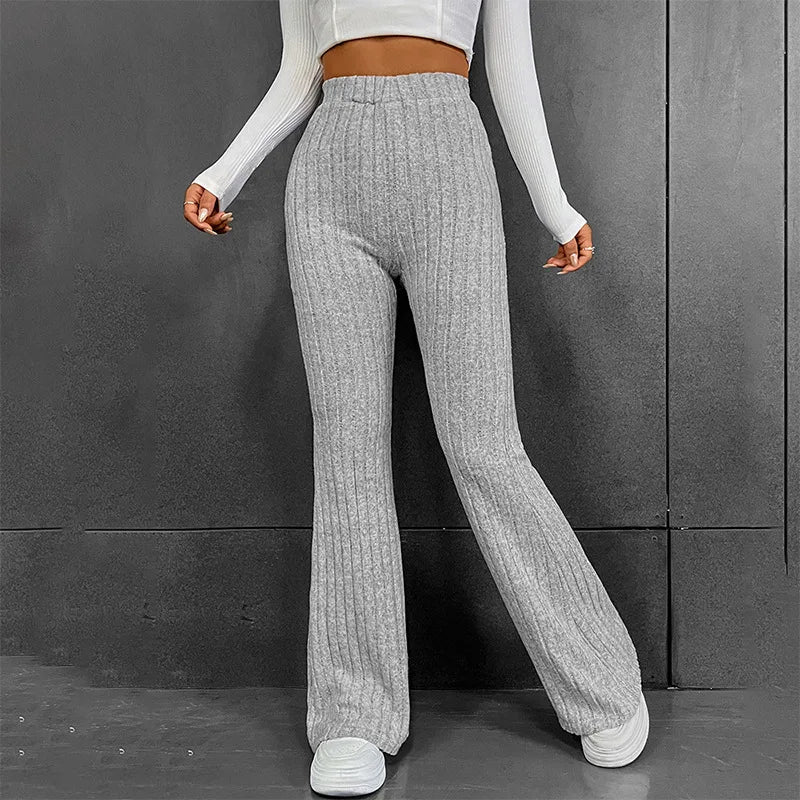 Pantalon Évasé Taille Haute pour Femme