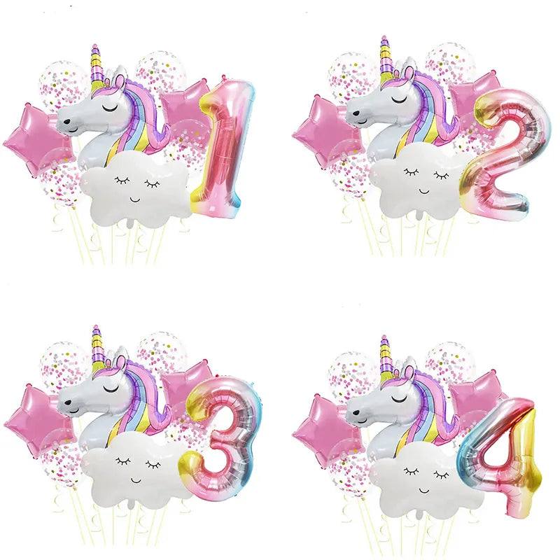 Ensemble de ballons licorne nuage en aluminium, 32 pouces