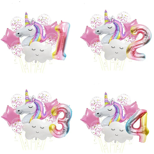 Ensemble de ballons licorne nuage en aluminium, 32 pouces