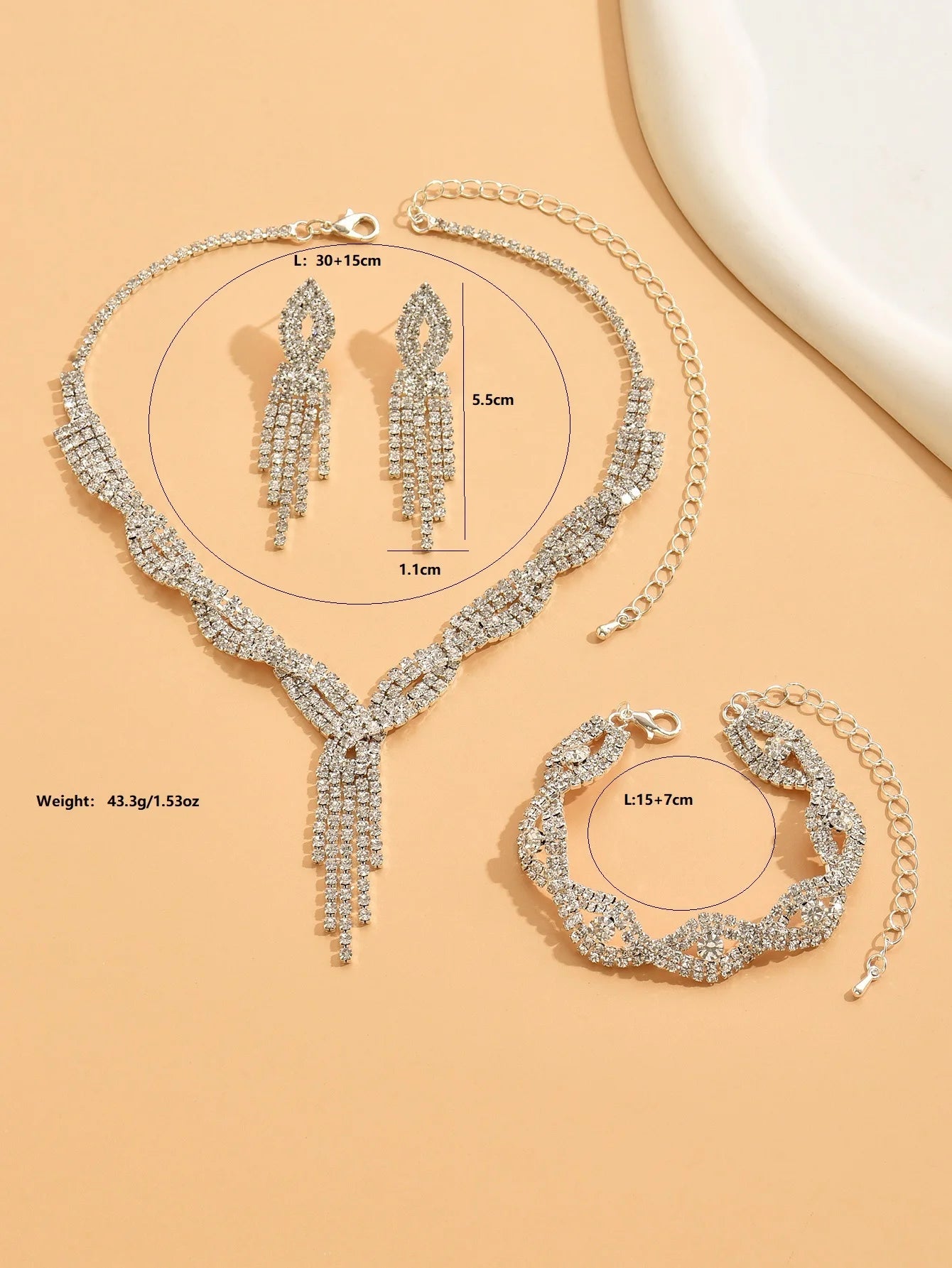 Rhinestone jewelry set for women