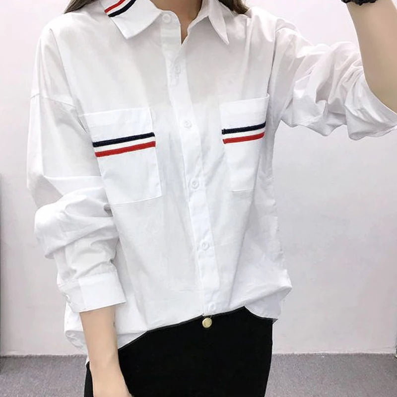 Loose turn-down collar blouse