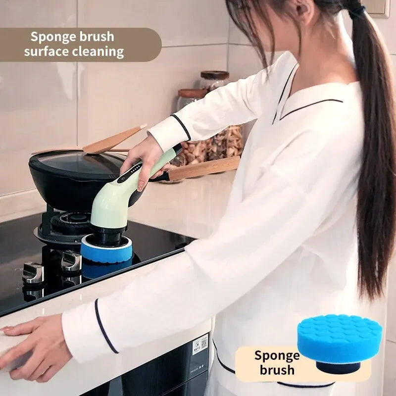 Multi-function cordless rotary and electric cleaning brush