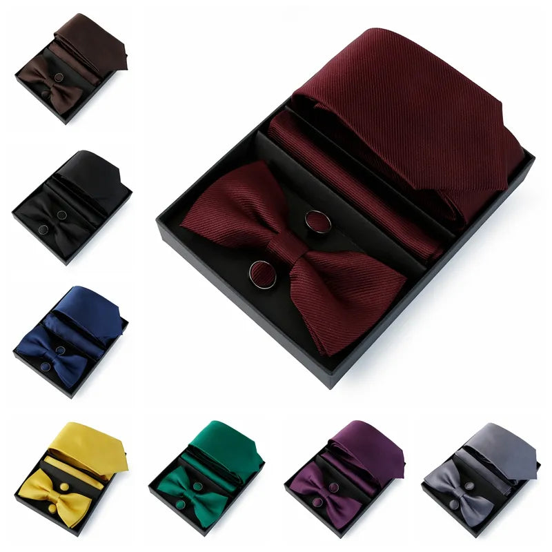 Men's tie, bow tie, button and cuff set