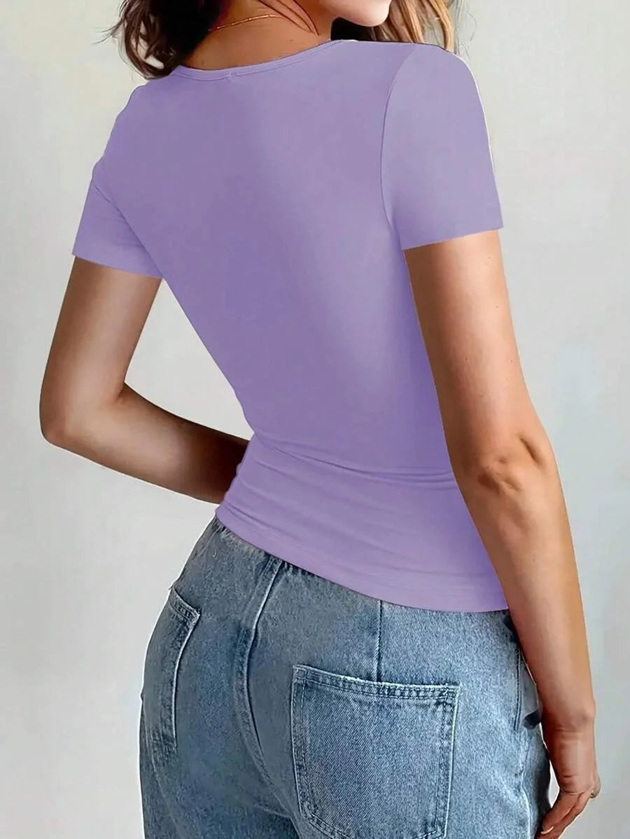 Crop Top Femme à Manches Courtes