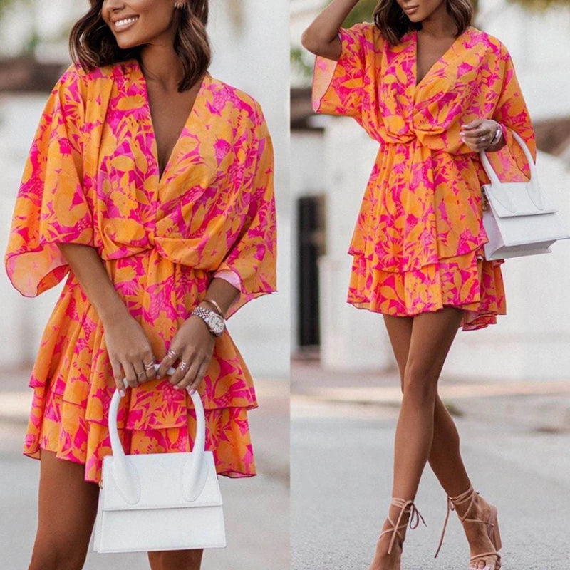 Short sleeve boho dress