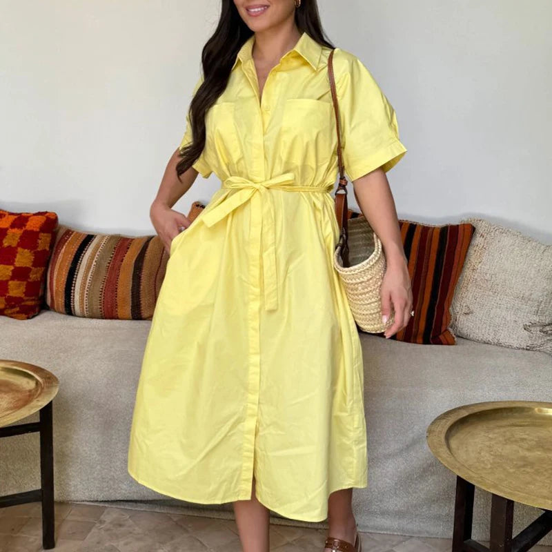 Robe Longue Boutonnée Femme – Look Classique, Silhouette Structurée