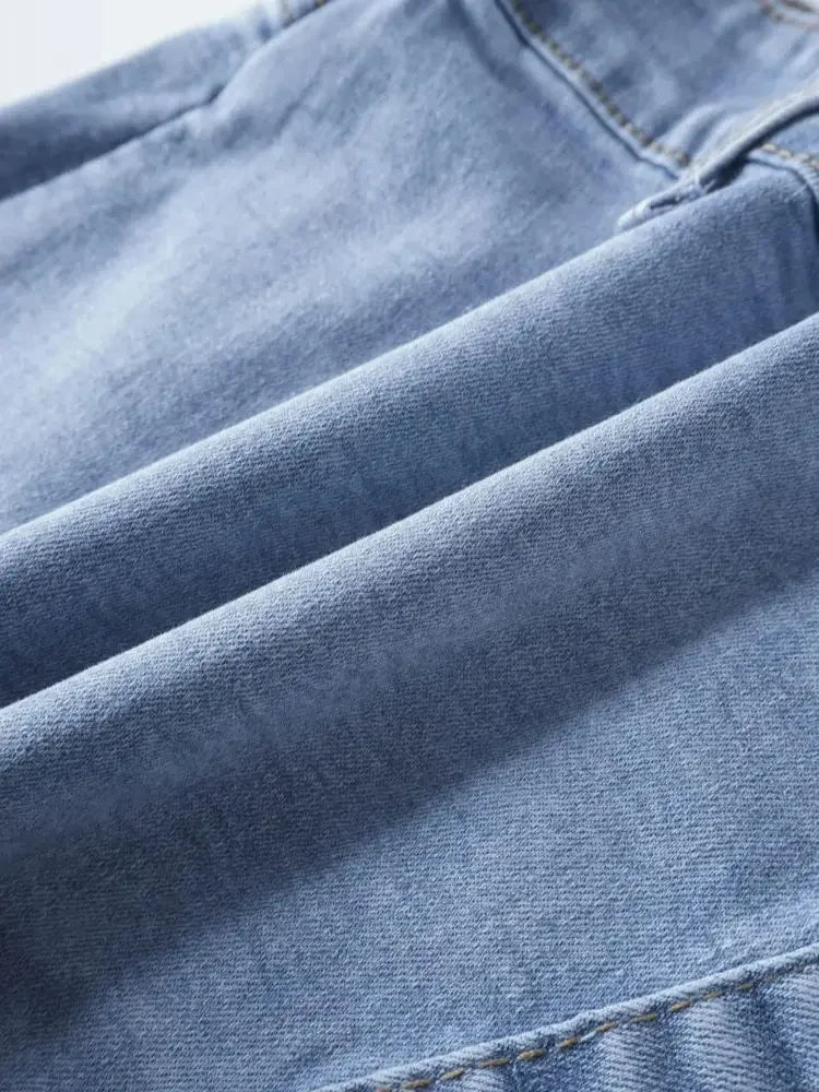 Jupe-Short Femme en Jean Taille Haute Asymétrique