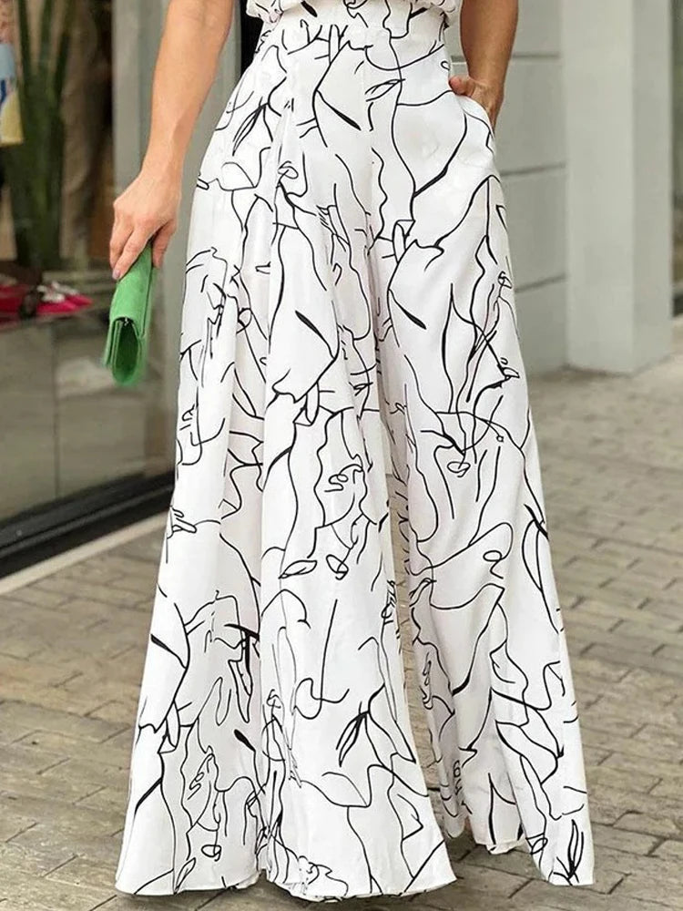 Printed wide leg jumpsuit