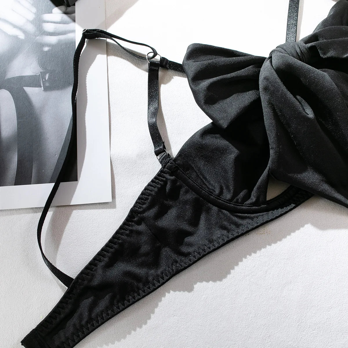 Ensemble Lingerie Sexy Noir 4 Pièces