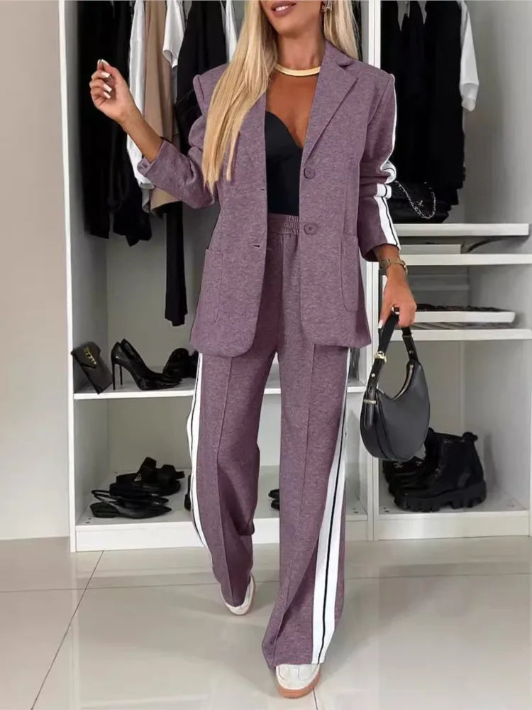 Blazer Élégant, Pantalon avec Poches, Tenue de Bureau