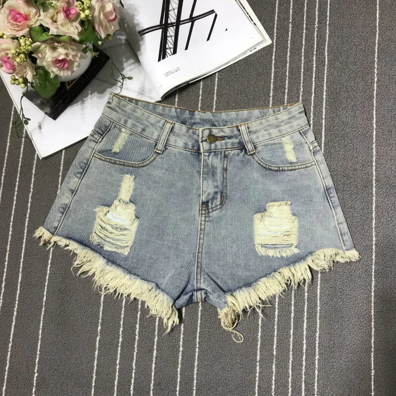 Shorts en Denim Taille Haute