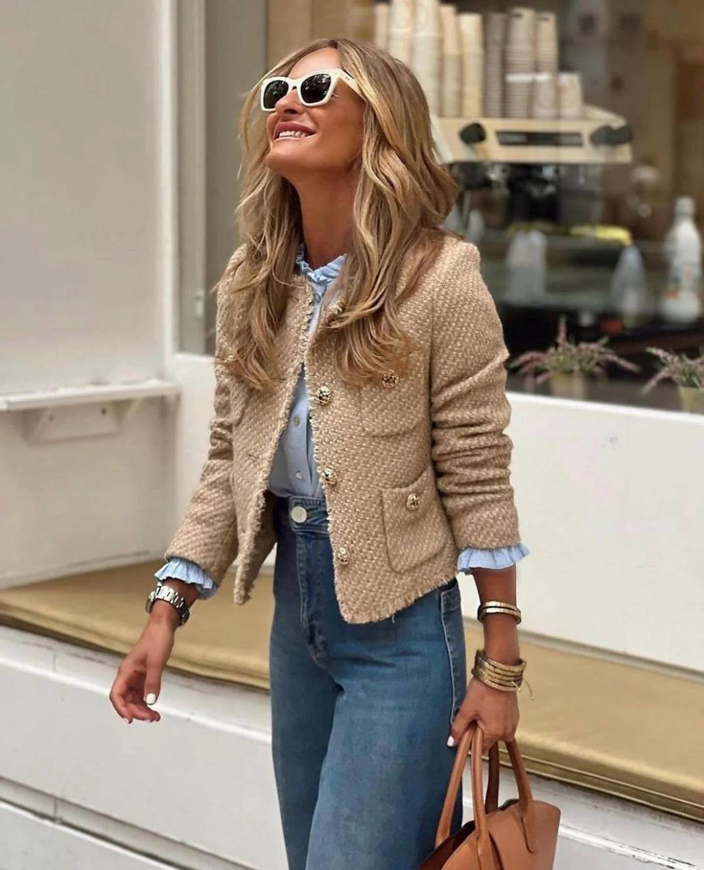 Veste Chic en Tweed avec Boutonnage