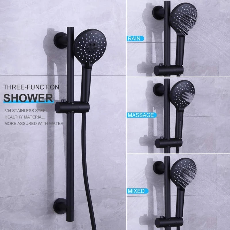 Black shower set 3 functions