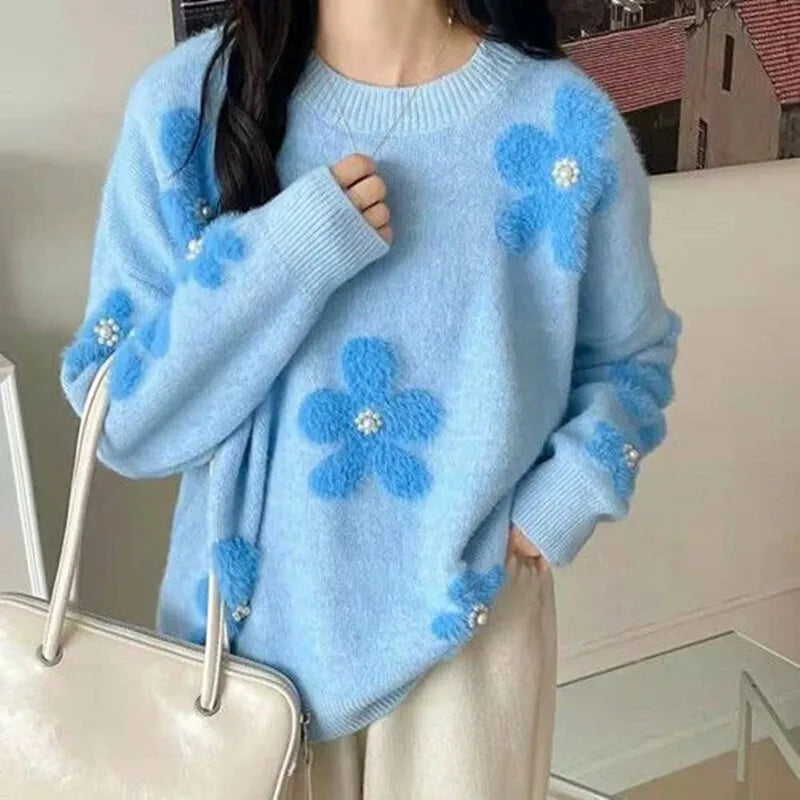 Pull décontracté pour Femme avec Broderie Florale