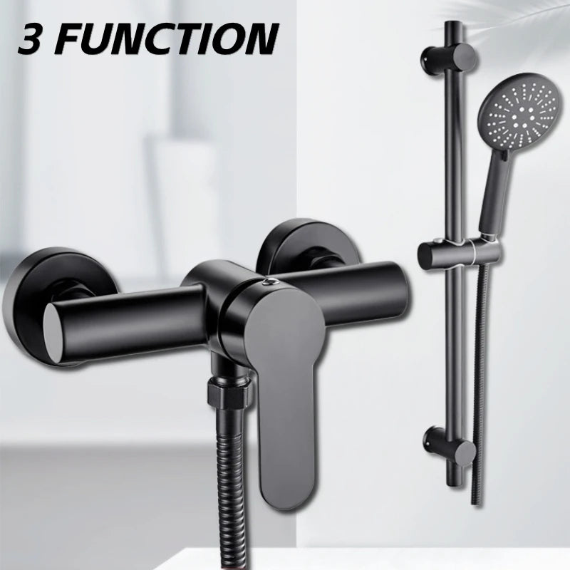 Black shower set 3 functions