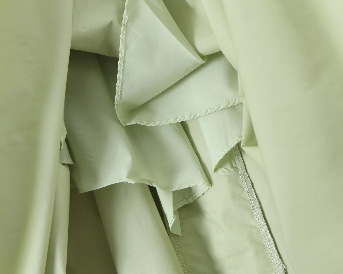 YENKYE Sexy Backless Green Elegant Halter Dress For Women Low Waist A-line Midi Summer Evening Party Dresses Cotton Robe