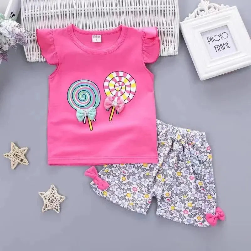 Girls' two-piece shorts, 2-3 years old