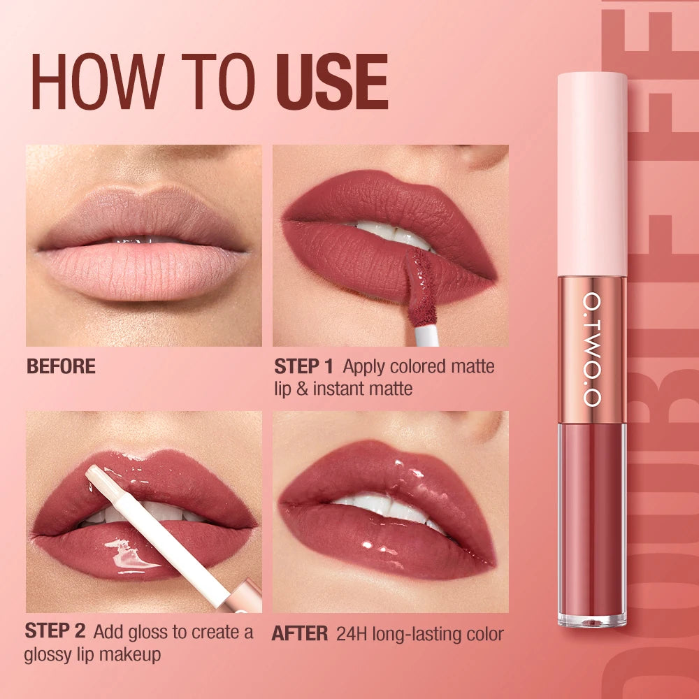 Double-headed matte lipstick with long-lasting hold