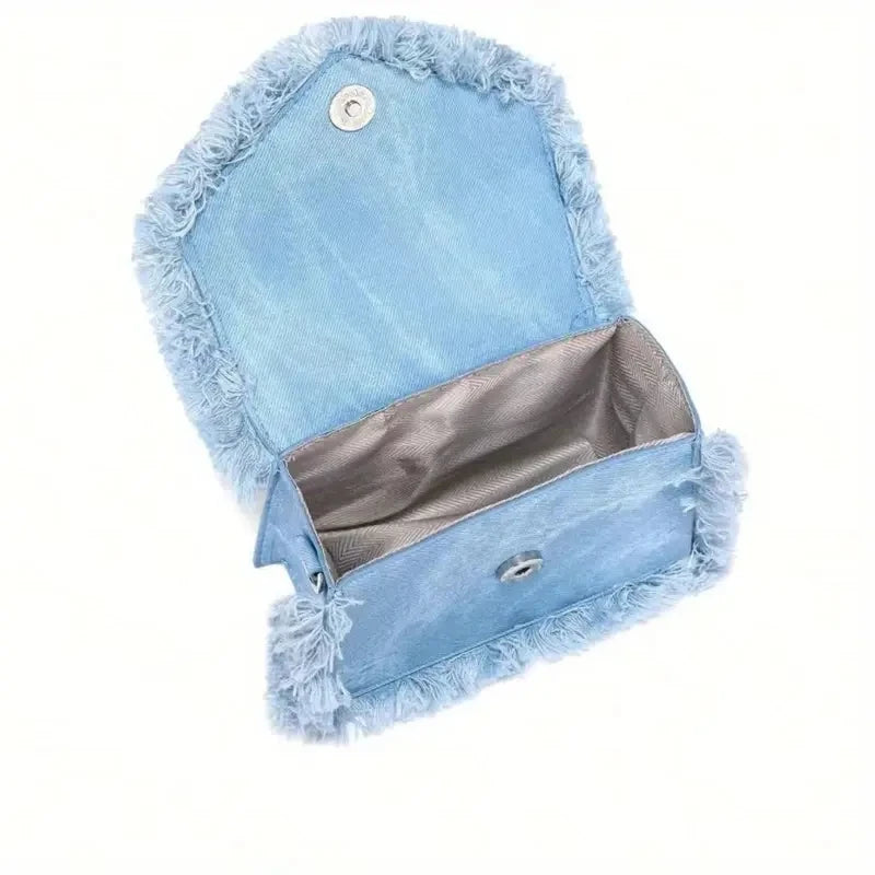 Sac à main en denim avec franges pour Femmes