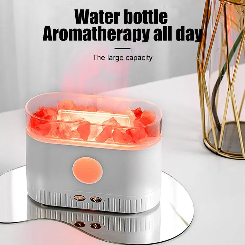 Humidificateur d'huile aromatique à flamme de sel en cristal naturel