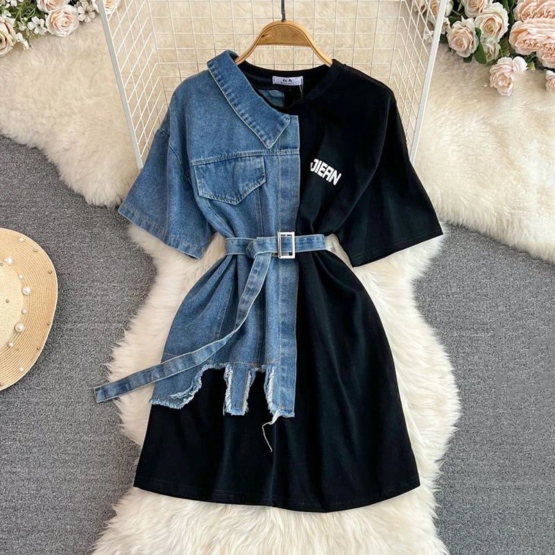 Robe Patchwork en Denim