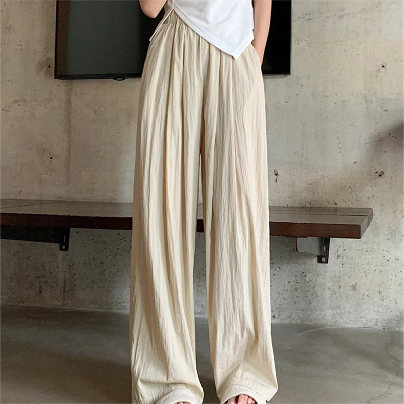 Ice Silk Pleated Pants