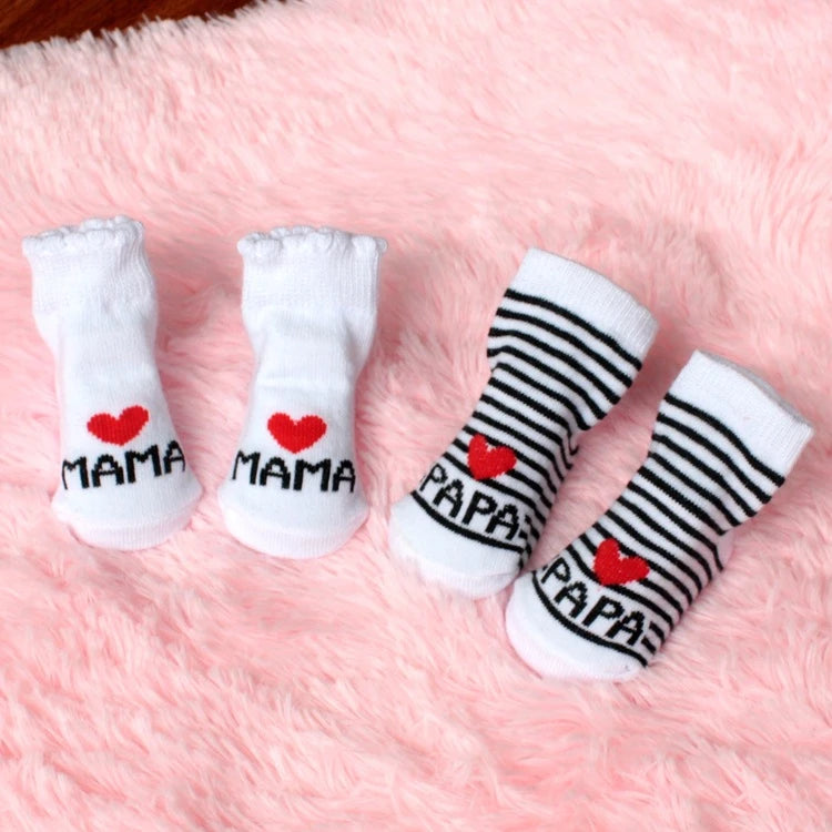 Chaussettes  antidérapantes en coton avec dessin animé Love MAMA PAPA