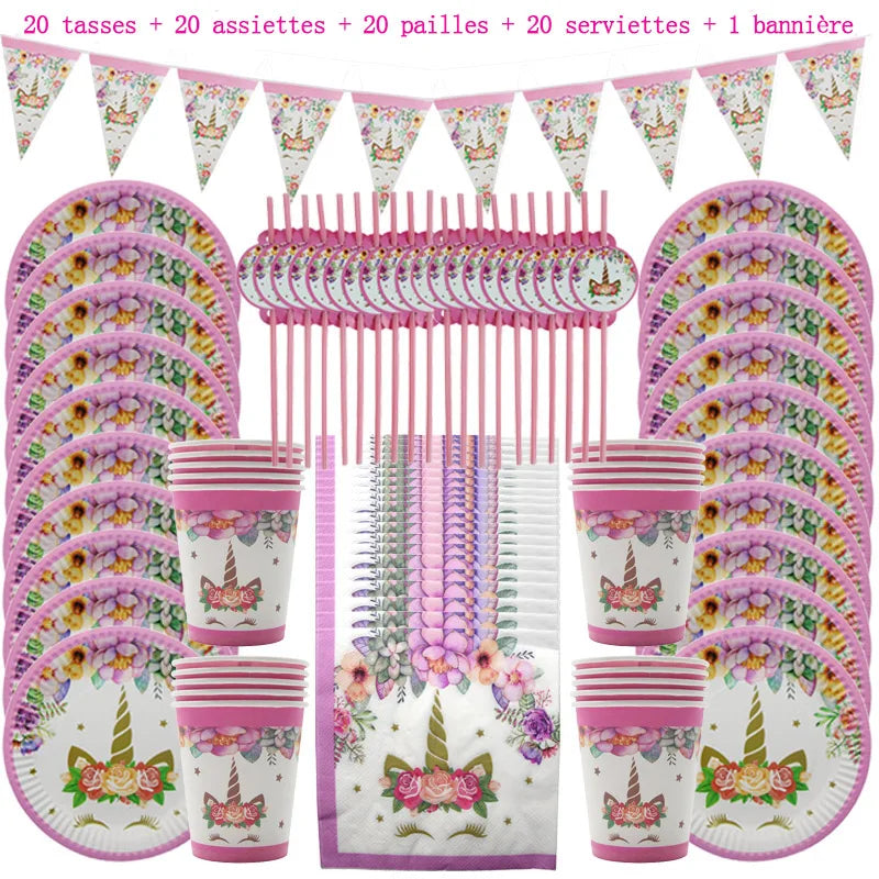 Ensemble de Décoration de Fête Licorne