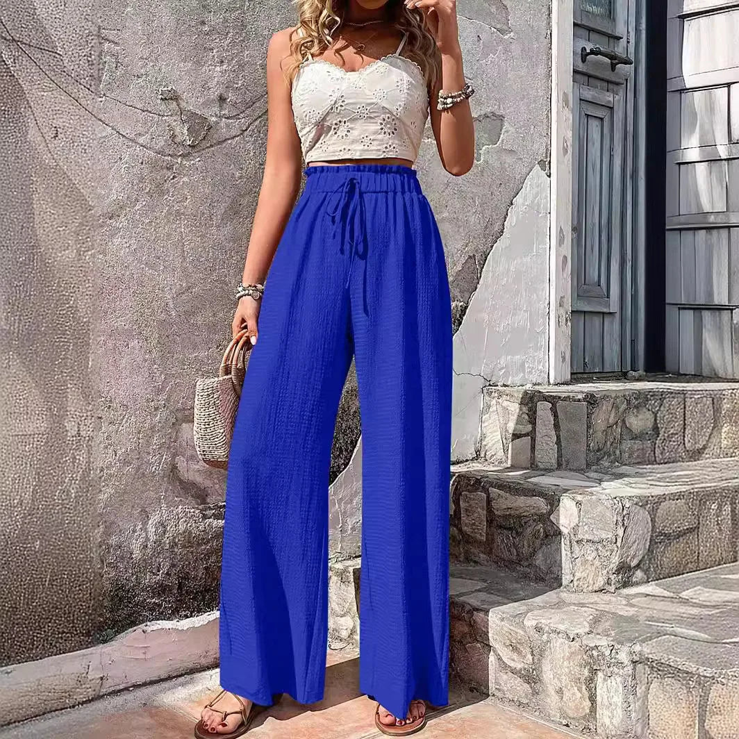 Women's Cotton and Polyester Wide Leg Pants