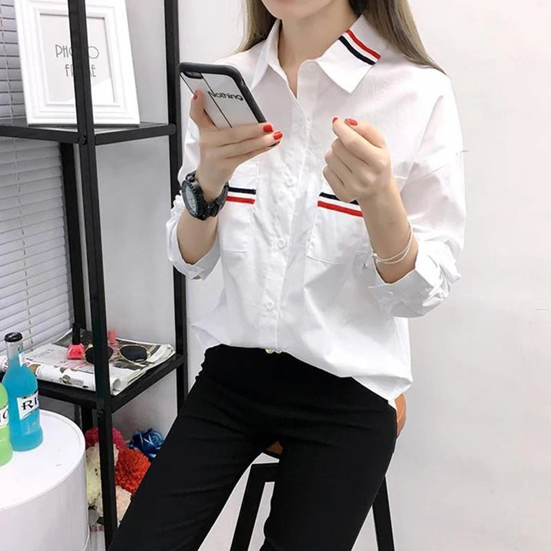 Loose turn-down collar blouse