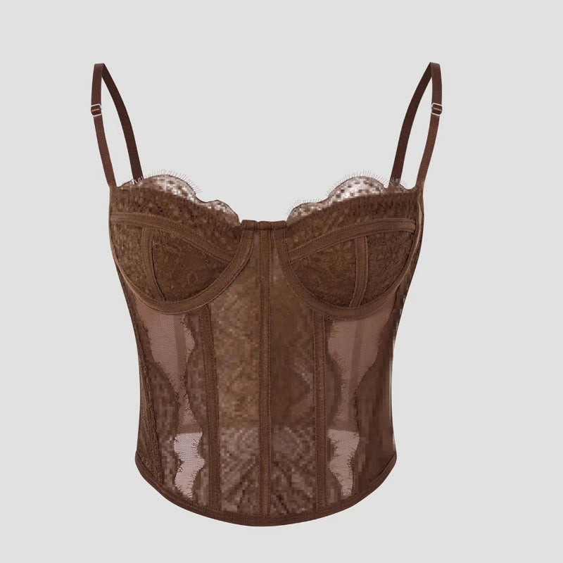 Top Femme en Dentelle Transparente