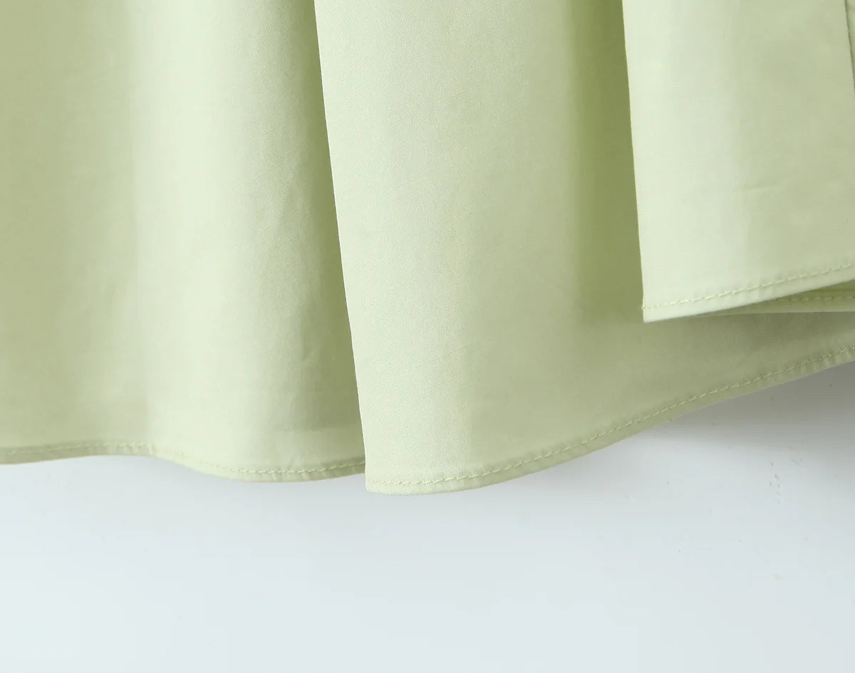 YENKYE Sexy Backless Green Elegant Halter Dress For Women Low Waist A-line Midi Summer Evening Party Dresses Cotton Robe