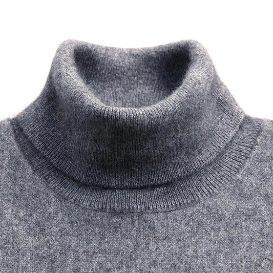 Turtleneck Men Cashmere Cotton Blend Pullover