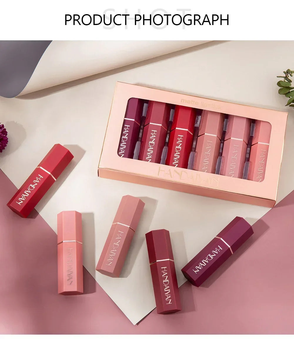 Kit de Rouge à Lèvres Mat Velours (6 Pièces)