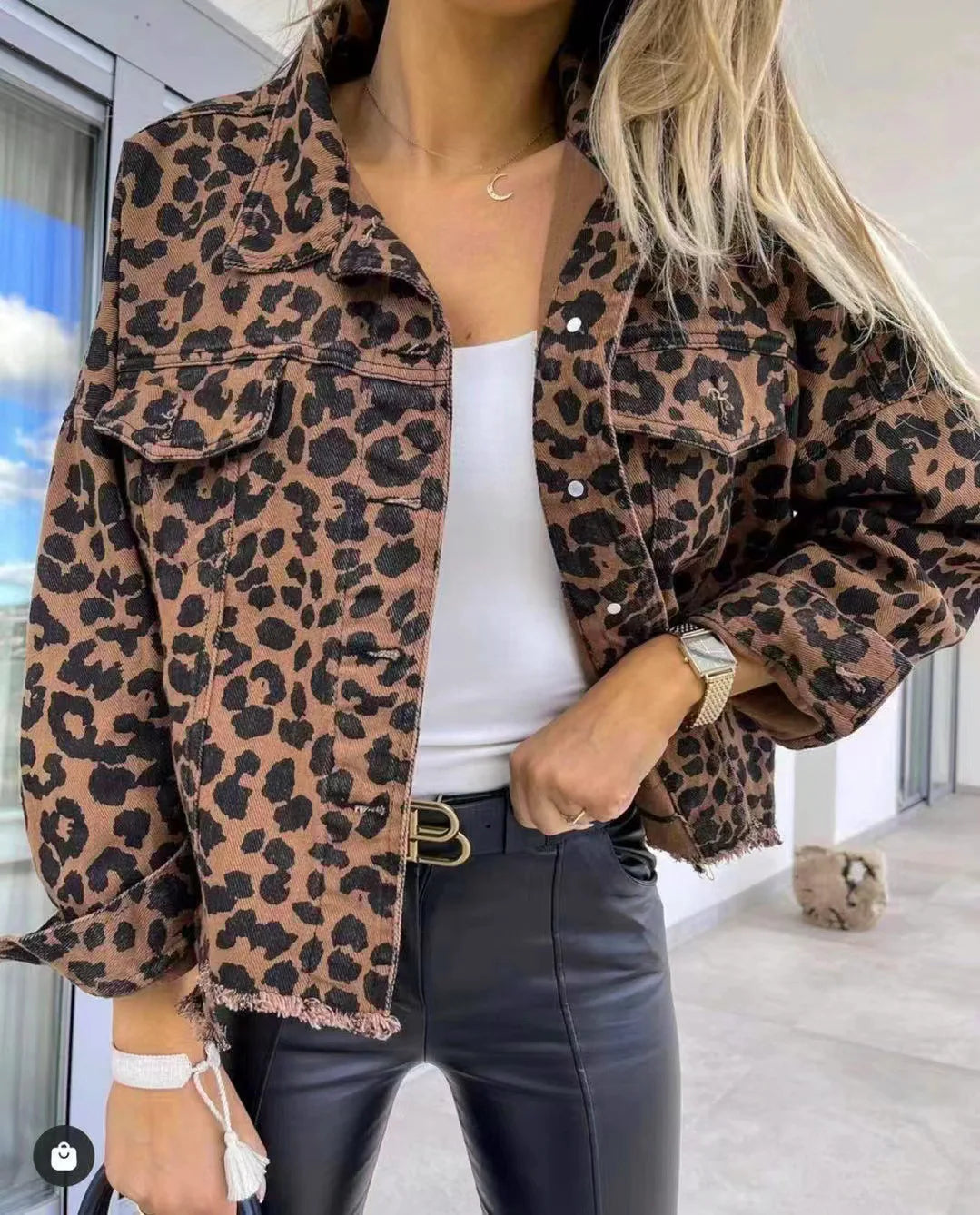 Leopard Denim Vest