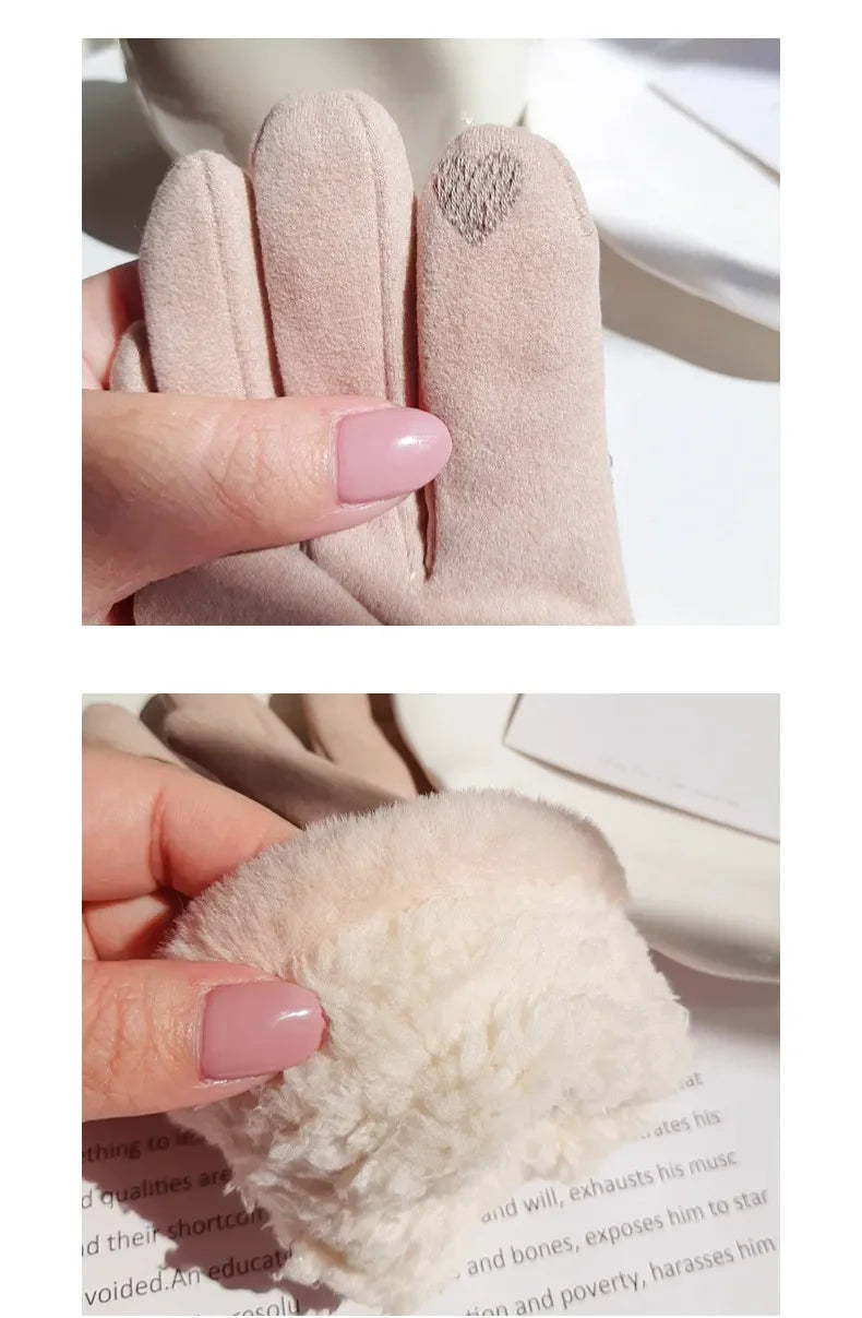 Gants d’Hiver Épais en Peluche pour Femmes