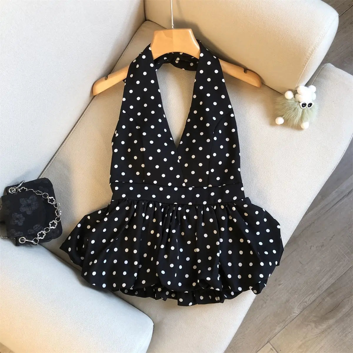 Top Babydoll Femme à Pois