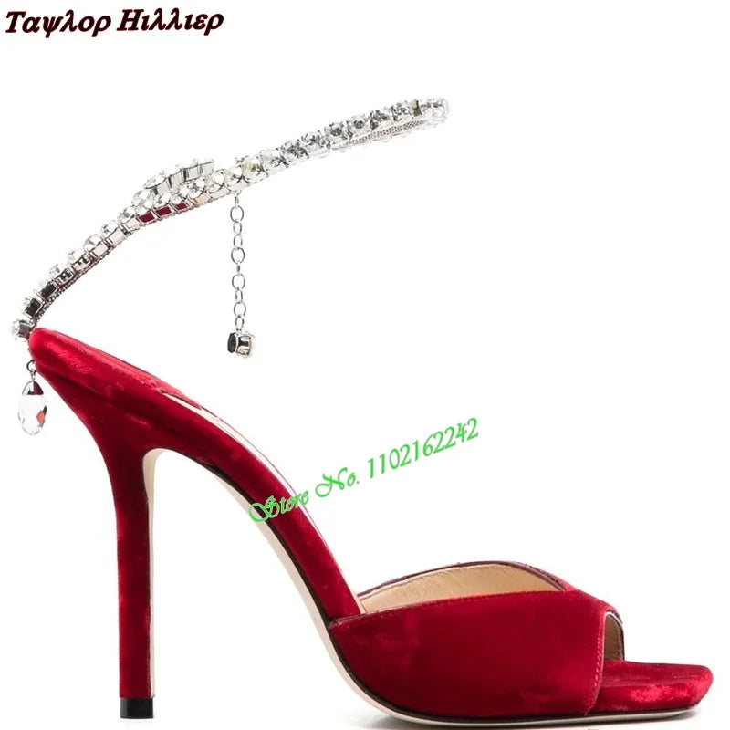 Rhinestone high heel sandals