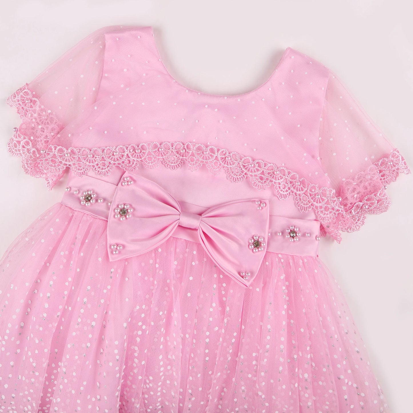 Party dress with mesh bow