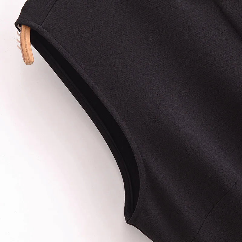 Robe Femme Élégante Sans Manches, Boutonnée avec Ceinture