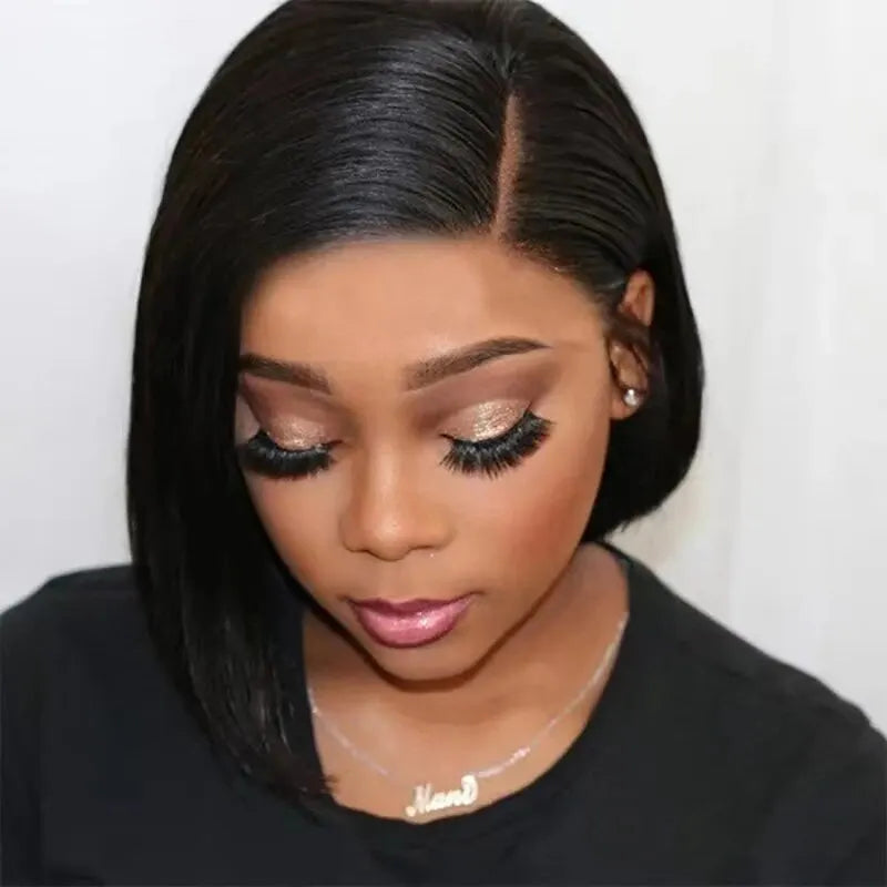 T-shaped human hair lace front wig