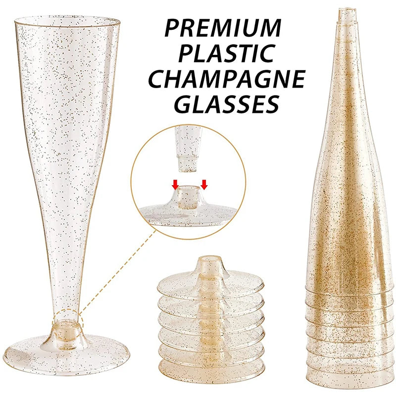 5 pièces de gobelets à Champagne jetables en plastique de 135ml